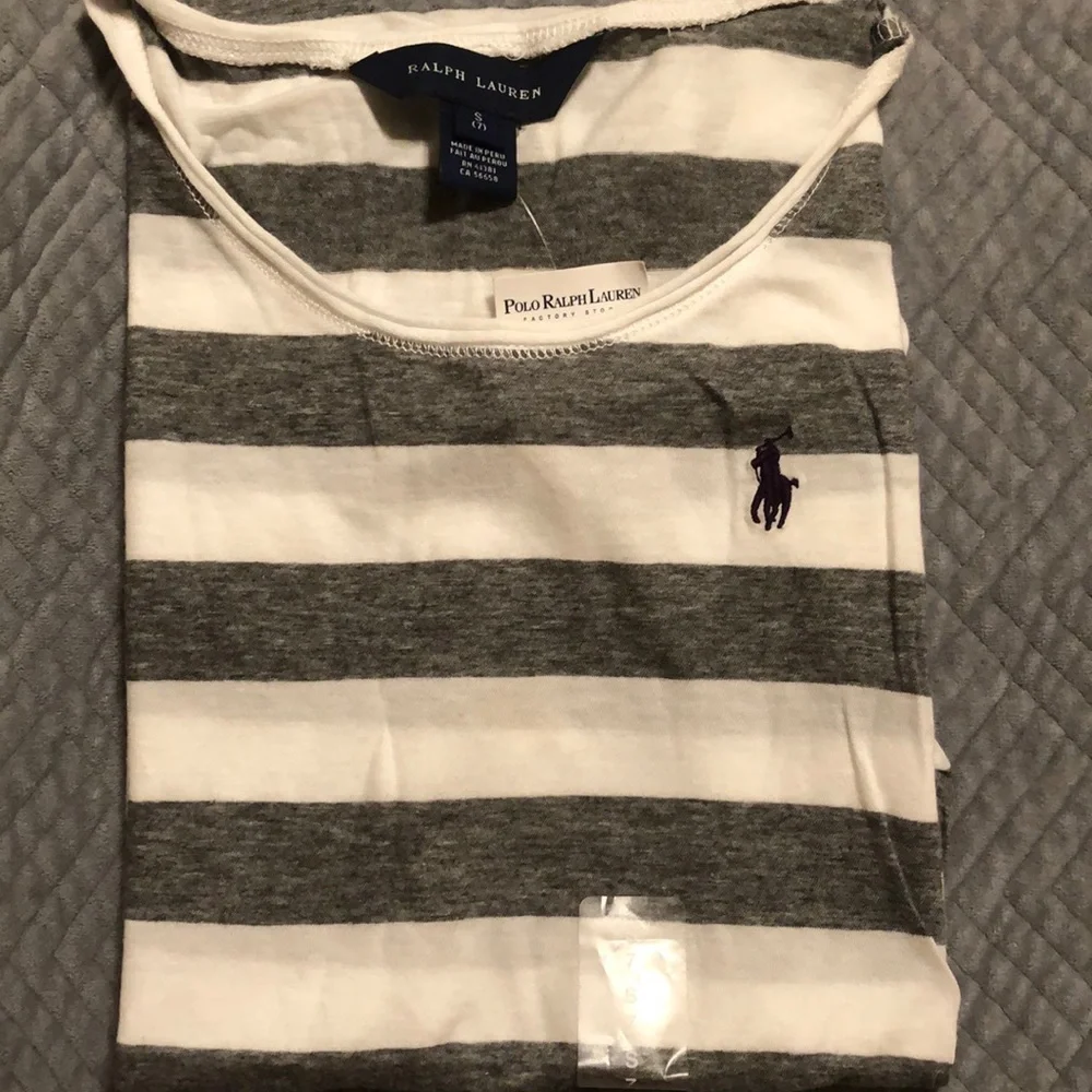 Ralph Lauren Gray Striped Tee NWT